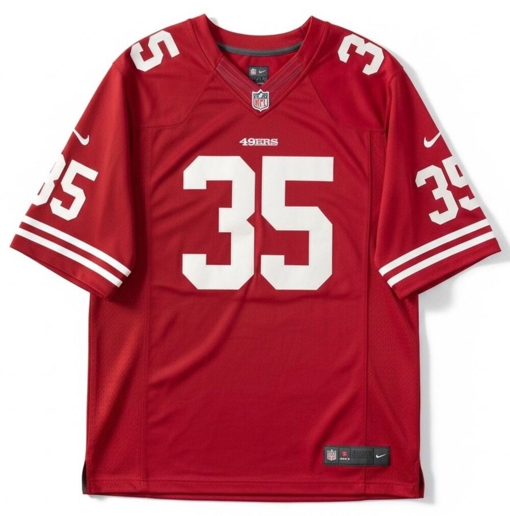 NIKE Men's NFL SAN FRANCISCO 49ERS "Reid 35" Jersey RED WHITE Size 4XL